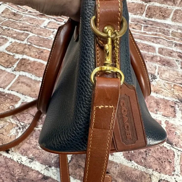 Coach Sheridan Mariel Navy Blue Pebbled Leather Dome Satchel Bag 4228 Vintage - Picture 16 of 16